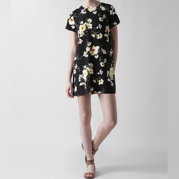 Forever 21 Contemporary- Black Floral Print Shift Dress - Size XL - Picture 2 of 7